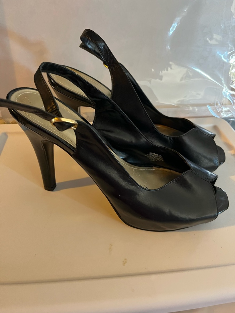 Nine West Black Peep-Toe Slingback Heels